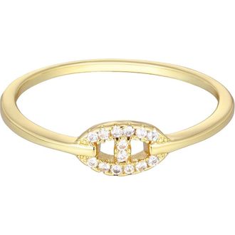 Adornia 14K Gold Plated Cubic Zirconia Mariner Link Ring at Nordstrom Rack, Size 8