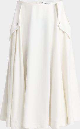 Bottega Veneta Pleated Fluid Viscose Twill Midi Skirt