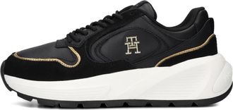 Tommy Hilfiger Leren Chunky Runner Sneakers - Dames - Sneakers - Zwart - 36 EU - Leer - Schoenen