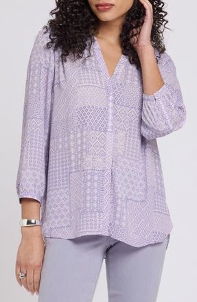 NYDJ Pintuck Top in Pandora Patchwork at Nordstrom, Size Xx-Small