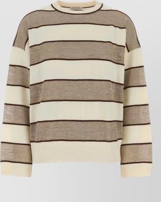 Brunello Cucinelli embroidered wool blend oversized striped sweater