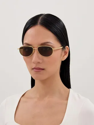 Bottega Veneta BV1419S Metal Aviator Sunglasses - Gold
