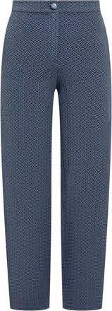 Emporio Armani Chinos, female, Blue, Size: XS Chevron-jacquard Mid-rise Trousers