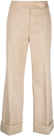 Lanvin Beige Mid-rise Cropped Wool Trousers