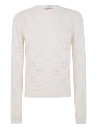 Twinset White Open Knit Round Neck