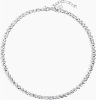 Electric Picks Jewel Bezel Tennis Necklace in Silver at Nordstrom