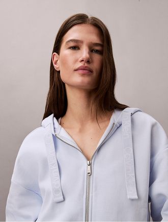 Calvin Klein Jeans Calvin Klein Womens Logo Tape Fleece Zip Relaxed Hoodie - Blue - XL