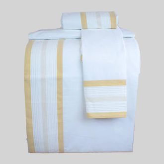 Casa da Laura S&aacute;banas 100% algod&oacute;n 200 hilos pregas mostaza cama 150/160 2 almohad