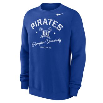 Nike Mens College (Hampton University) Mens Club Fleece Crew-Neck Sweatshirt in Blue | M33778HMTU25-RYL