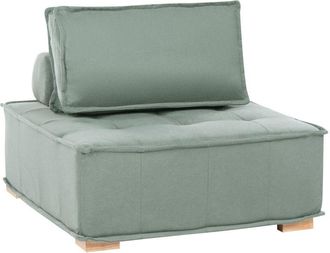 Beliani 1-Seat Section Light Green Fabric Upholstery Solid Wood Legs Quilted Seat Water-Repellent Living Room Modern Style TIBRO