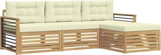 vidaXL Conjunto De Sof&aacute;s De Exterior 4 Uds. Blanco Y Crema Poli&eacute;ster Vidaxl