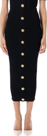Balmain Black Buttoned long skirt