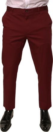 Dolce & Gabbana Maroon Cotton Men Skinny Dress Mens Pants (Pre-Owned)