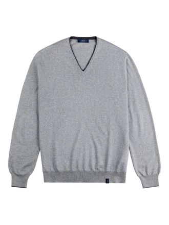 Fay Trui met elleboogpatch en V-hals - Grijs