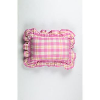 Archive New York Handwoven Classic Gingham Ruffle Cotton Throw Pillow in Pink at Nordstrom, Size 14X20