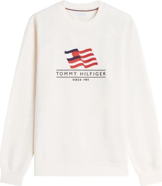 Tommy Hilfiger RWB Main Flag Terry Crew - Heren - Sweatshirts - Wit - XL - Hoodies & sweatvesten