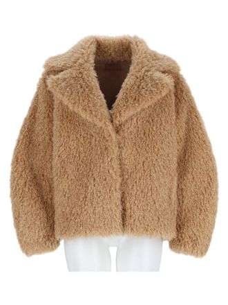 Leon & LouLou Paris Beige Cropped Plush Teddy Faux Fur Jacket