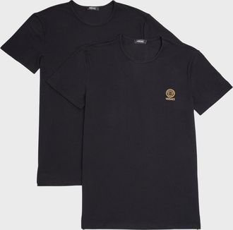 Versace Mens 2-Pack Cotton Logo T-Shirts