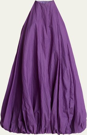 Alaia Halter Crinkle Balloon Mini Dress