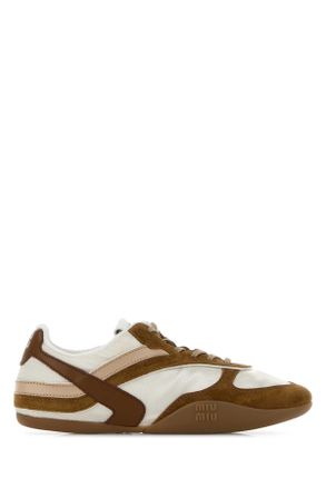 Miu Miu Two Tone Tech Fabric And Suede Gymnasium Sneakers