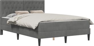 vidaXL Estructura De Cama Con Colch&oacute;n Gris Oscuro 140 X 190 Cm Vidaxl