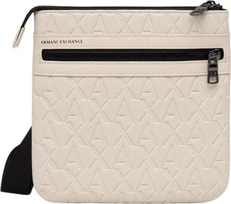 A|X Armani Exchange Messenger Bag met All-Over Logo - Heren - Schoudertassen - Beige - ONE Size - Polyester - Tassen