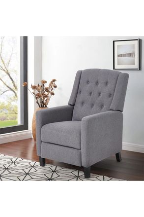 Living and Home Single Upholstered Sofa Pushback Recliner Chair Armchair in Grey