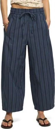 Lucky Brand Stripe Cotton Blend Barrel Leg Pants in Blue Stripe at Nordstrom, Size X-Large