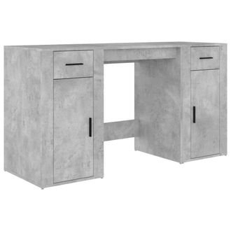 Berkfield Home Desk with Cabinet Concrete Grey Engineered Wood