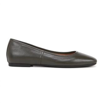 Vionic Womens Orinda Square Toe Ballet Flat In Dark Khaki