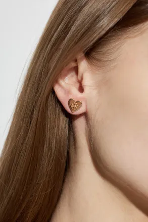 Tory Burch Heart Motif Earrings, Womens, Gold