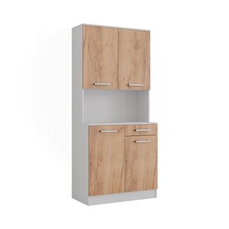 Vicco Aparador De Cocina Raul, Roble Blanco/dorado, 83.6 X 188.5 Cm Con 4 Puertas Y 1 Caj&oacute;n, Vicco
