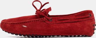 Tod's Tods Red Suede Slip On Loafers