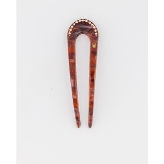 Alexandre de Paris Jaspee Acetate and Strass Hair Pin in Brown at Nordstrom