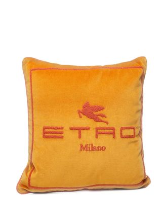 Etro Home Kussen met logodetail (45cm x 45cm) - Geel