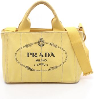 Prada Yellow Canvas Tote Bag (Pre-Owned)