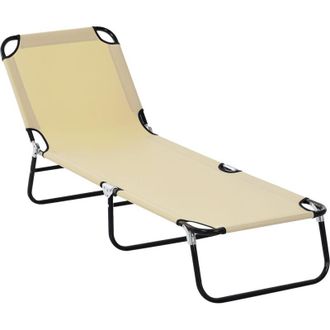 OEM Tumbona Plegable 5 Posiciones De Malla Transpirable Beige