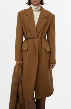 Mango Selection Notched Lapel Wool Blend Coat in Medium Brown at Nordstrom Rack, Size X-Small