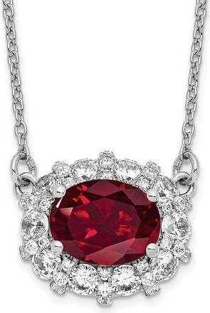Diamond2Deal 14k White Gold 1 Ct Lab Grown Diamond and Created Ruby Pendant Necklace