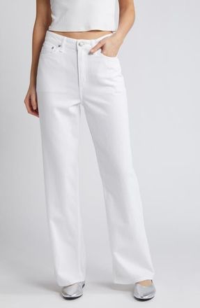 Rag & Bone Featherweight Logan Wide Leg Jeans in Optic White at Nordstrom, Size 30