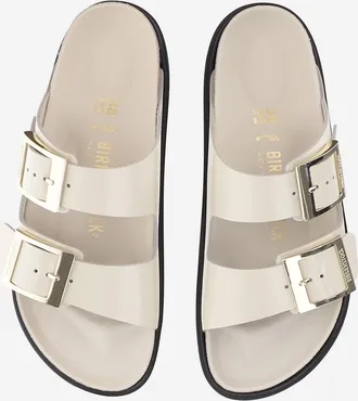 Birkenstock Womens Slippers Arizona Ecru Leather Flat Shoes