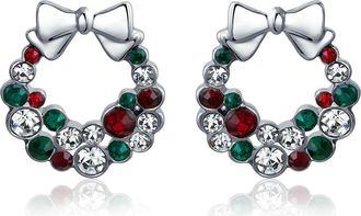 Bling Jewelry Christmas Wreath Earrings in Green at Nordstrom Rack