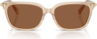 Swarovski 56mm Pillow Sunglasses in Milky Beige /Bronze at Nordstrom