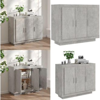 vidaXL Credenza Grigio Cemento 92x35x75 cm in Legno Multistrato - Credenza grigio cemento - Credenza per soggiorno