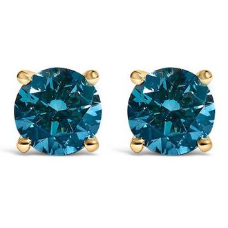 House of Brilliance 14K Gold 3.00 Cttw Blue Lab Grown Diamond Stud Earrings in Yellow at Nordstrom