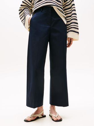 Tommy Hilfiger Chinohose TOMMY HILFIGER COTTON WIDE LEG ANKLE CHINO PANT, Damen, Gr. 36, N-Gr, blau (schwarz night navy), Web, Obermaterial: 65% Baumwolle, 33% Lyoce