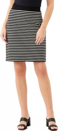 Karen Kane Stripe Short Skirt In Black With Ivory