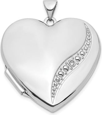 Diamond2Deal 14k White Gold Wave Diamond 27mm Heart Locket