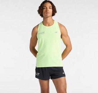 New Balance Uomo London Edition Race Day Ultra Light Singlet in Verde, Nylon, Taglia L