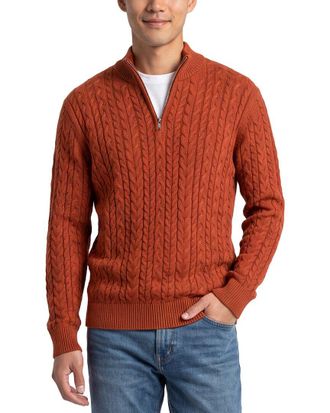 Raffi Cable 1/4-Zip Mock Neck Sweater